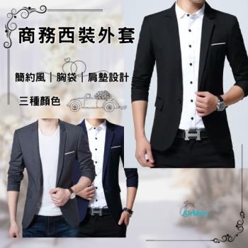  西裝外套男 休閒西裝外套 正式場合西裝外套 單釦 商務西裝外套 黑色西裝 #xf106