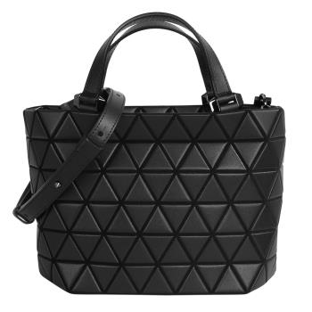 ISSEY MIYAKE 三宅一生 -幾何方格霧面皮質手提/斜背兩用包(黑)mini 款