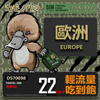 【鴨嘴獸 旅遊網卡】Travel Sim 歐洲22天上網卡 歐洲上網卡 歐洲網卡 吃到飽網卡