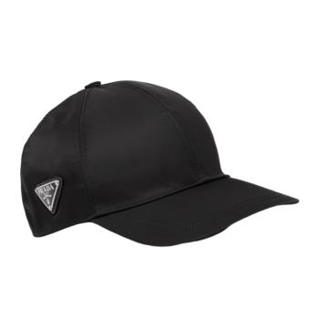 【PRADA】女款棒球帽 全新黑色尼龍側邊銀三角牌棒球帽 (S號、M號)