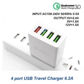 【超值二入組】4孔USB旅行插座 QC3.0 充電器