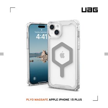 UAG iPhone 15 Plus 磁吸式耐衝擊保護殼-極透明(灰圈) (支援MagSafe)