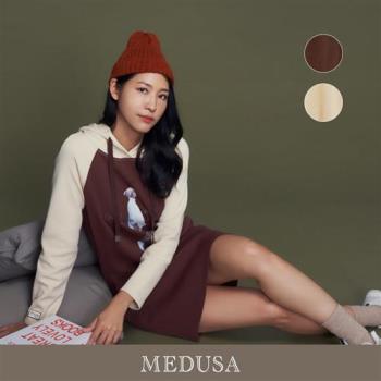 現貨【MEDUSA 曼度莎】美式米棕撞色休閒帽T洋裝 - 2色（M-XL）｜女休閒洋裝 連身裙 一件式