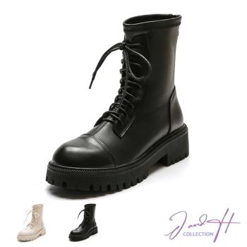 【J&H collection】透氣舒適復古時尚個性馬丁靴(現+預 黑色／米色)