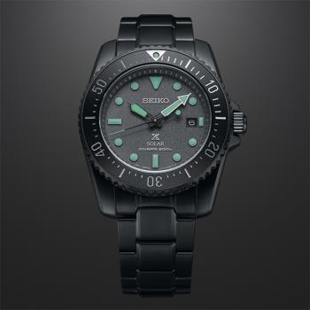 【SEIKO】精工 Prospex 限量 SNE587P1 太陽能 兩百米潛水錶 鋼錶帶男錶 V147-0CT0SD 黑 38.5mm