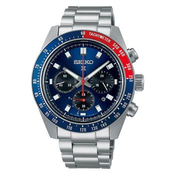 【SEIKO】精工 Prospex 熊貓錶 SSC913P1 太陽能 鋼錶帶 三眼計時男錶 V192-0AH0B 藍/紅藍圈 41mm
