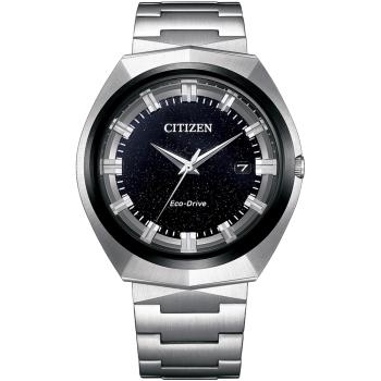 CITIZEN 星辰 GENT 無際星輝光動能限定款腕錶/黑X銀/42.5mm/BN1014-55E