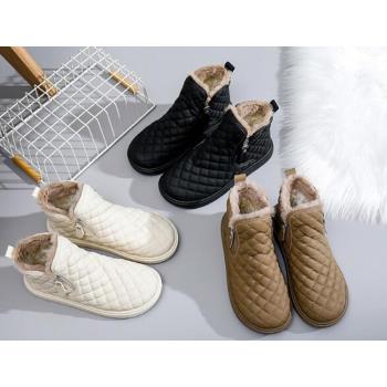 JP Queen New York 流行菱格保暖絨毛厚底短筒雪靴(3色可選)