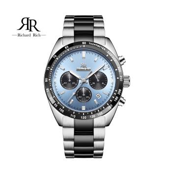 【Richard Rich】RR 星際霸主系列 PROSPEX復刻 銀黑帶藍面太陽能計時三眼三針陶瓷圈不鏽鋼冰藍熊貓錶