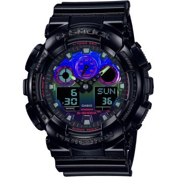 CASIO G-SHOCK 虛擬彩虹防磁雙顯計時錶/GA-100RGB-1A