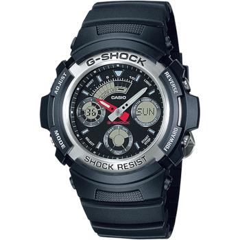 CASIO G-SHOCK 三眼指針雙顯運動腕手錶/黑/AW-590-1A