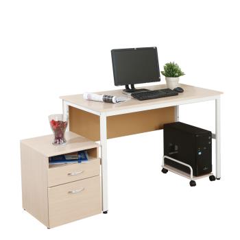 《DFhouse》頂楓120公分電腦辦公桌+主機架+活動櫃-楓木色