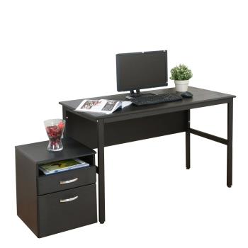 《DFhouse》頂楓120公分電腦辦公桌+活動櫃-黑橡木色