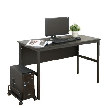 DFhouse 頂楓120公分電腦辦公桌+主機架-黑橡木色