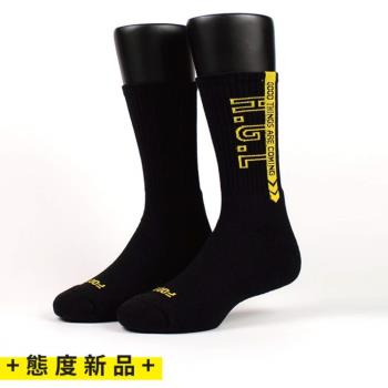 【FOOTER除臭襪】H.G.L螢光運動氣墊襪-男款(K215L/XL-黑)