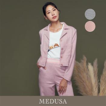 現貨【MEDUSA 曼度莎】千鳥格絨感西裝外套 - 2色（M-XL）｜女翻領外套 墊肩外套 套裝外套