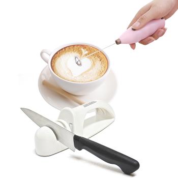 日本Shimomura三用刀刃陶瓷磨刀器+電動打蛋器-特惠組