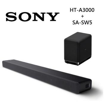 Sony 索尼 HT-A3000 3.1聲道 家庭劇院 A3000 聲霸+重低音SA-SW5 組合 (HT-A3000+SA-SW5)