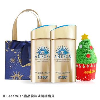 SHISEIDO 資生堂 安耐曬防曬露雙瓶組(60mlX2)[造型毛巾+禮袋]-聖誕交換禮物