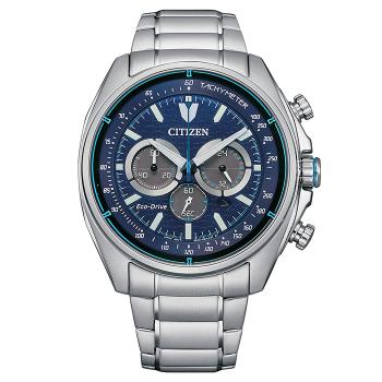 【CITIZEN】星辰 Eco-Drive光動能 CA4560-81L 鋼錶帶 三眼計時男錶 藍/銀 44.7mm