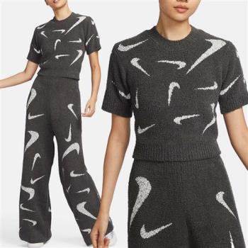 Nike Sportswear Phoenix Cozy Bouclé 女款 灰白色 短版 短袖 上衣 FD4287-254