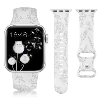 IN7 鐳雕壓花系列 Apple Watch 蒲公英八字扣矽膠錶帶 Apple Watch 42/44/45/49mm