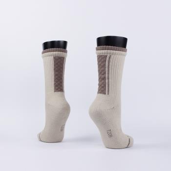 【FOOTER除臭襪】绗縫高筒登山襪-女款(T208M-沙)