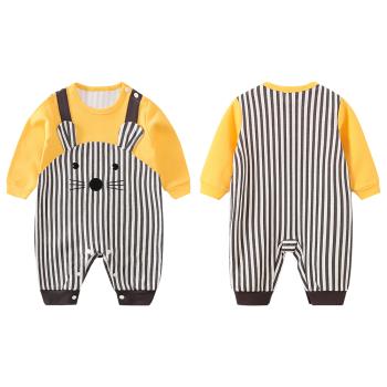 Colorland-黃色老鼠長袖包屁衣 連身衣 童裝 寶寶衣