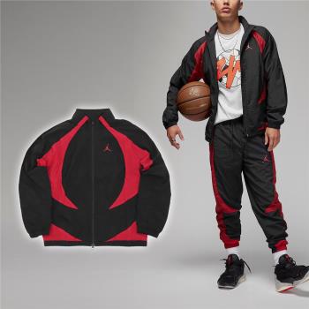 Nike 立領外套 Jordan Sport Jam 黑 紅 男款 運動 喬丹 內網眼 DX9368-013