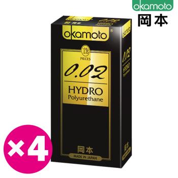  岡本．002 HYDRO水感勁薄保險套（12入×4盒)