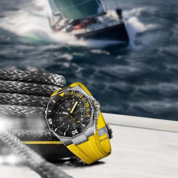 【NSQUARE】海洋極速者 潛水Diver 探索速度賽艇冒險脈動 碳纖維 瑞士SELLITA機芯自動腕錶 NS-27.4 明黃色