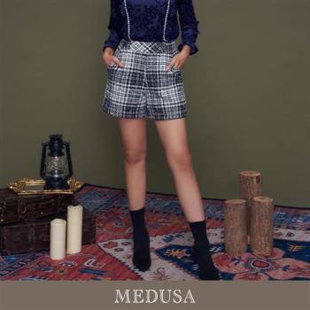 現貨【MEDUSA 曼度莎】羊毛格紋排釦寬口短褲（M-XL）｜女短褲 羊毛短褲 小香風