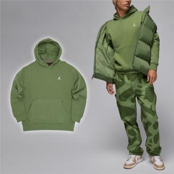Nike 帽T Jordan Essentials 男款 綠 長袖 連帽 內刷毛 保暖 袋鼠口袋 喬丹 FJ7775-340