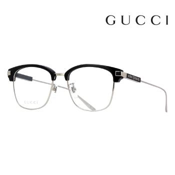 【Gucci】古馳 光學鏡框 GG1439OK 001 53mm 方形鏡框 眉框眼鏡 黑/銀