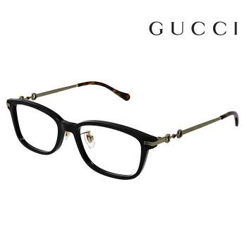 【Gucci】古馳 光學鏡框 GG1129OJ 001 52mm 經典馬銜扣 橢圓方形鏡框 膠框眼鏡 黑框/古銅色
