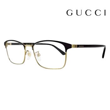 【Gucci】古馳 鈦金屬 光學鏡框 GG1475OJ 001 55mm 長方形鏡框 眉框眼鏡 霧面色 黑金