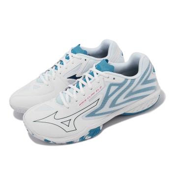 Mizuno 羽球鞋 Wave Claw EL 2 寬楦 男鞋 女鞋 白 藍 緩衝 室內運動 桌球鞋 美津濃 71GA2280-20