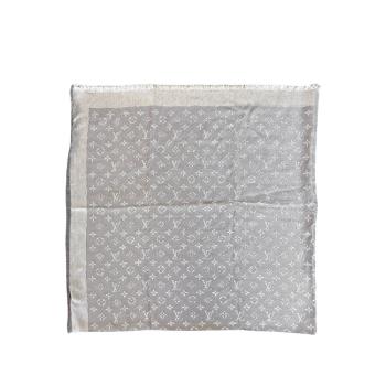 Louis Vuitton Monogram Denim 花紋羊毛絲綢披肩圍巾(M70804-灰)