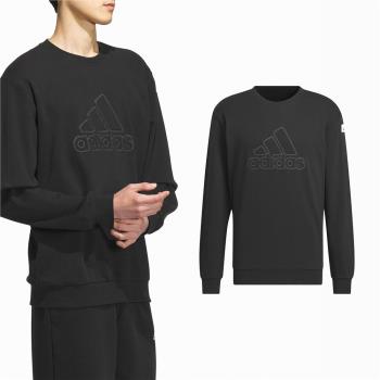 adidas 大學T Sports Sweatshirts 黑 男款 長袖 上衣 縫線 愛迪達 IK2794