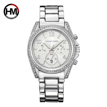 【HANNAH MARTIN】美妙閃耀水鑽不鏽鋼腕錶(HM-1107-Y)銀x40mm 