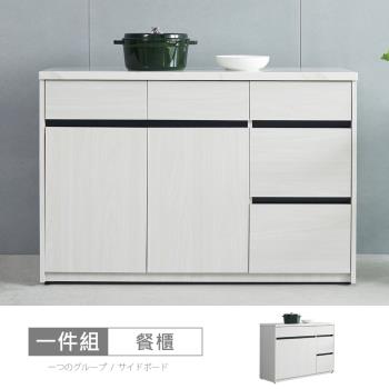 時尚屋 [DV10]尼克白榆木4尺仿石面碗盤下櫃DV10-703-免運費/免組裝/餐櫃