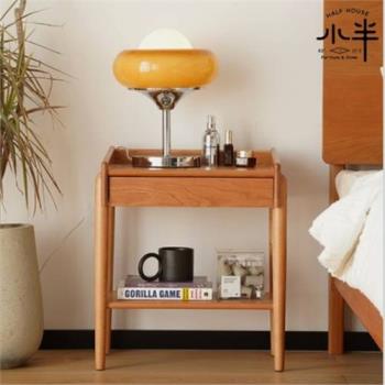 [hoi!]【小半家具】小島床頭櫃 北歐櫻桃木小戶型實木邊櫃