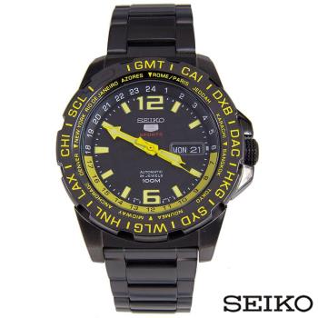 SEIKO精工 精工5夜光自動紅色標記單向錶圈不鏽鋼男士錶 SRP689K