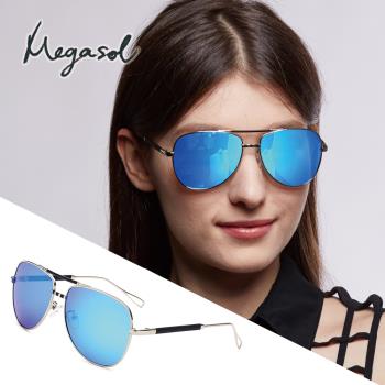 【MEGASOL】帥氣款UV400偏光太陽眼鏡(金屬純手工鏡架1208)