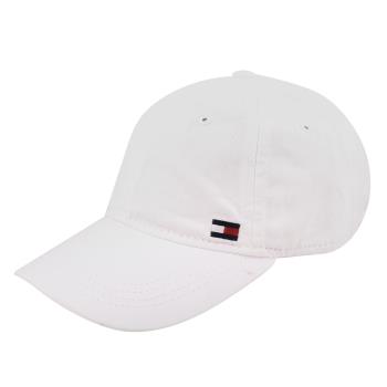 TOMMY HILFIGER-白繡線英文字母小旗標棒球帽(白色)