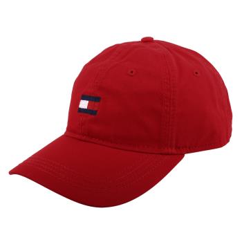 TOMMY HILFIGER-繡線大英文字母旗標女款棒球帽(深紅色)