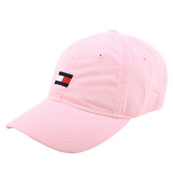 TOMMY HILFIGER-繡線大英文字母旗標女款棒球帽(淺粉色)