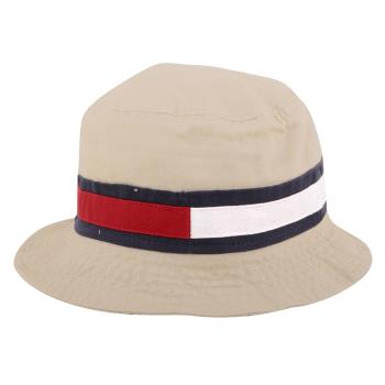 TOMMY HILFIGER-經典紅白槓條棉質漁夫帽(淺卡其)-2段尺寸