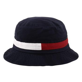 TOMMY HILFIGER-經典紅白槓條棉質漁夫帽(海軍藍)-2段尺寸