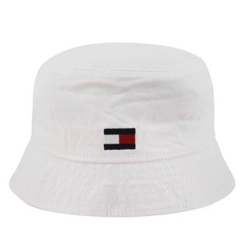 TOMMY HILFIGER-刺繡LOGO棉質中性漁夫帽(白色)-2段尺寸